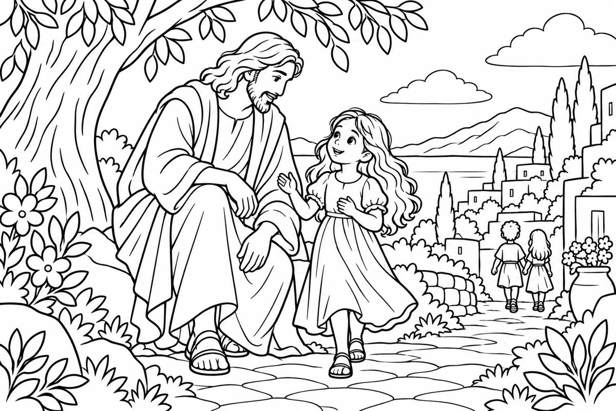 Página personalizada de O encontro com Jesus para colorir